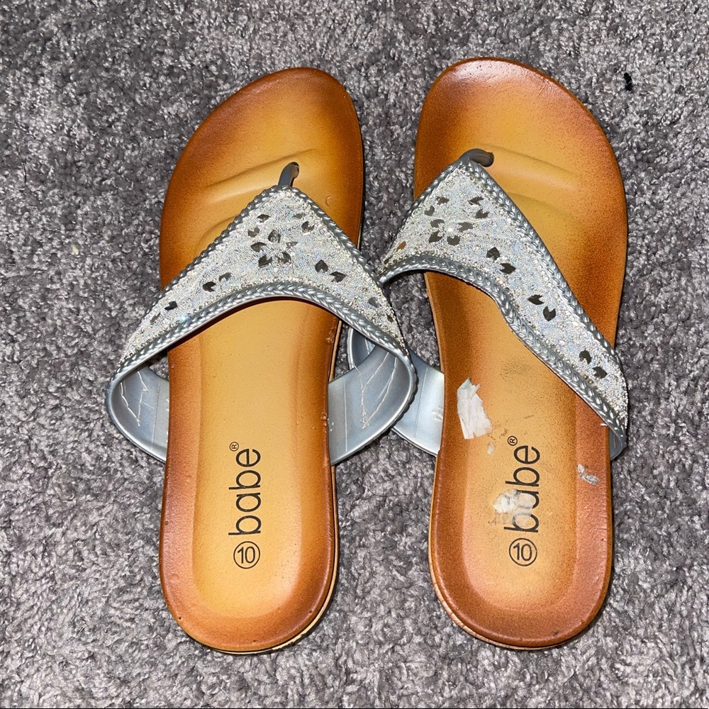 Sandals Brand is Babe Size 10 Tannish Brown with Silver